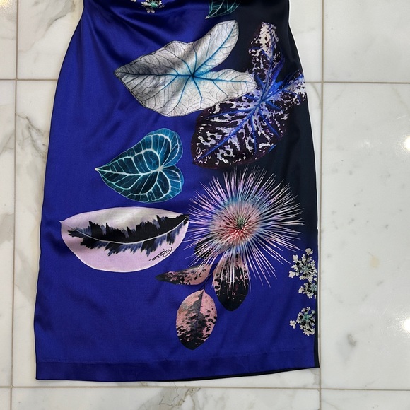 Roberto Cavalli One-Shoulder Dress in Blue and Black - Picture 7 of 7